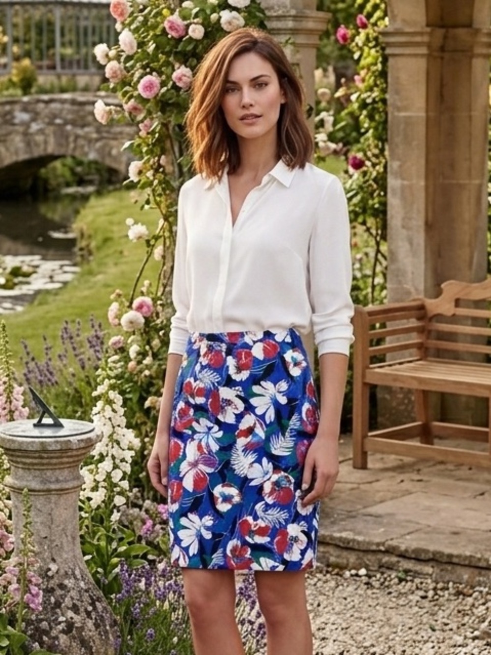 J.CREW || Woman’s  Floral Basketweave Pencil Skirt size 6